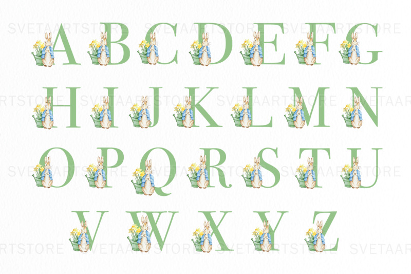 peter-rabbit-green-alphabet-clipart