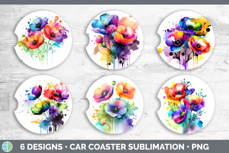 rainbow-anemone-flowers-car-coaster-sublimation-coaster-designs-bund