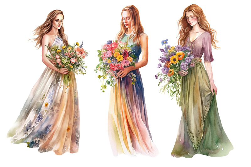 wildflowers-bouquets-wreaths-girls-watercolor-clipart