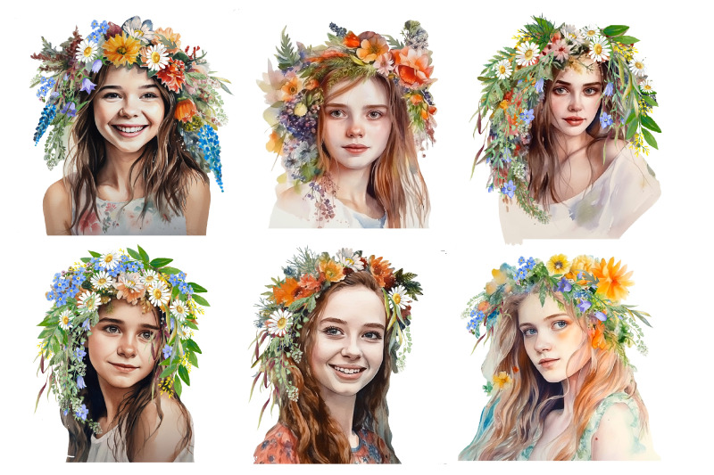 wildflowers-bouquets-wreaths-girls-watercolor-clipart