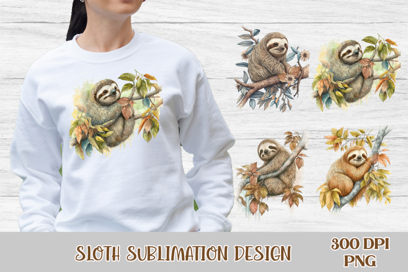 sloth-sublimation-bundle-sloth-clipart-bundle