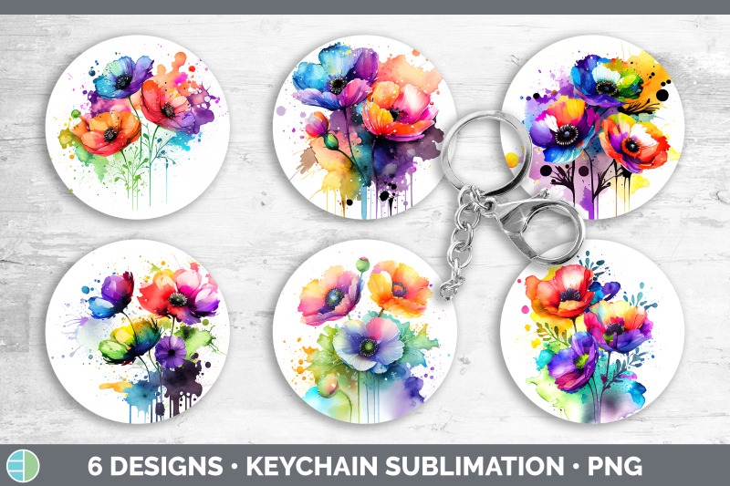 rainbow-anemone-flowers-keychain-sublimation-keyring-designs-bundle