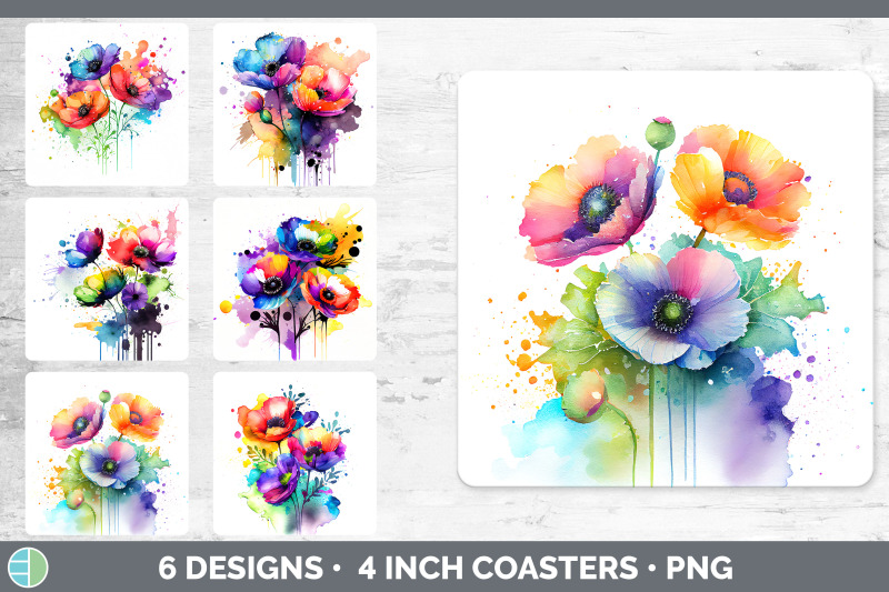 rainbow-anemone-flowers-square-coaster-sublimation-coaster-designs-b