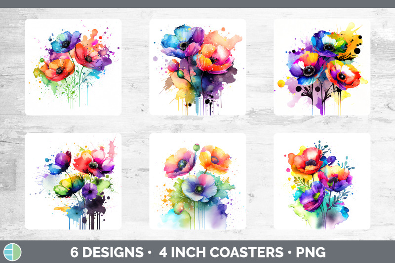 rainbow-anemone-flowers-square-coaster-sublimation-coaster-designs-b