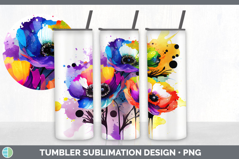 rainbow-anemone-flowers-tumbler-sublimation-20-oz-skinny-tumbler-des