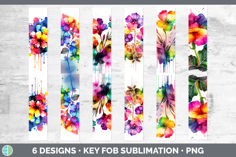 rainbow-begonia-flowers-key-fob-sublimation-wristlet-designs-bundle