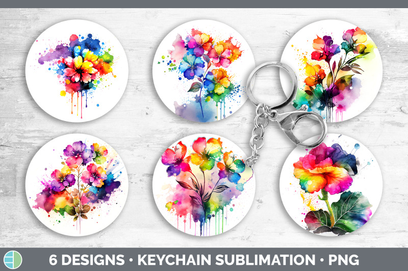 rainbow-begonia-flowers-keychain-sublimation-keyring-designs-bundle