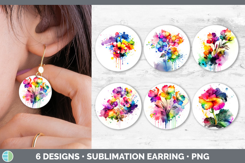 rainbow-begonia-flowers-round-earrings-sublimation-earrings-designs