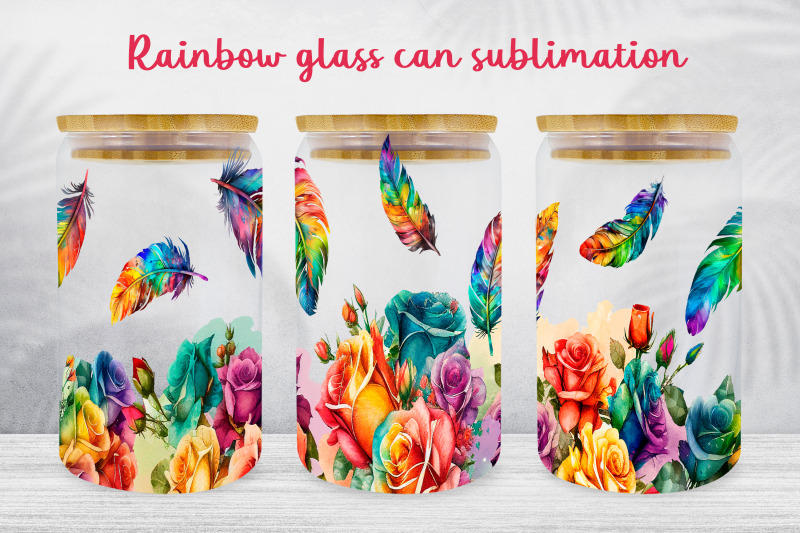 floral-glass-can-wrap-rainbow-libbey-glass-can-sublimation