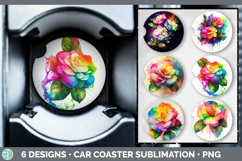 rainbow-camellia-flowers-car-coaster-sublimation-coaster-designs-bun