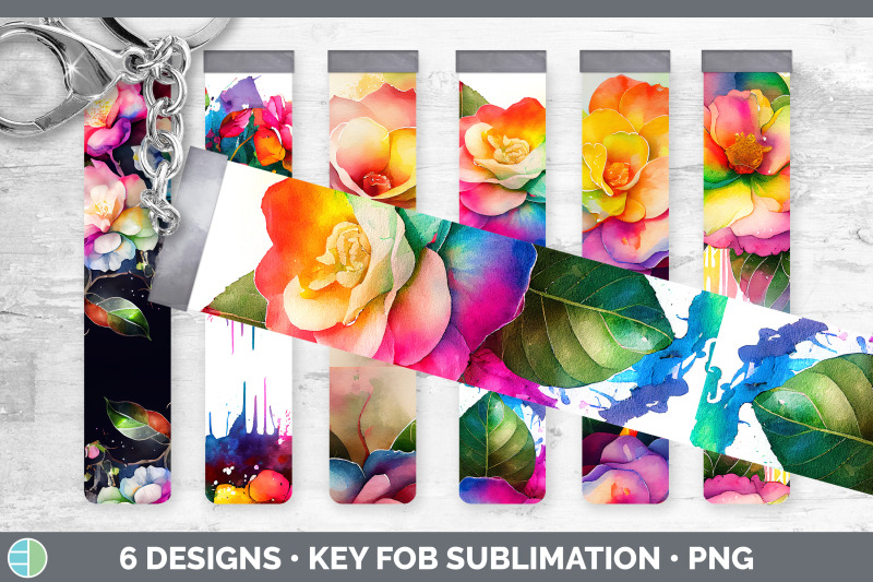 rainbow-camellia-flowers-key-fob-sublimation-wristlet-designs-bundle