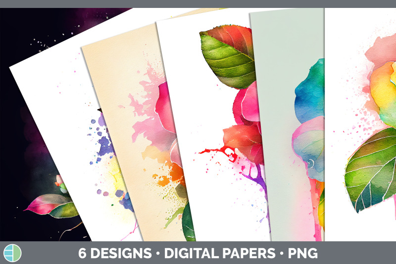 rainbow-camellia-flowers-paper-backgrounds-digital-scrapbook-papers