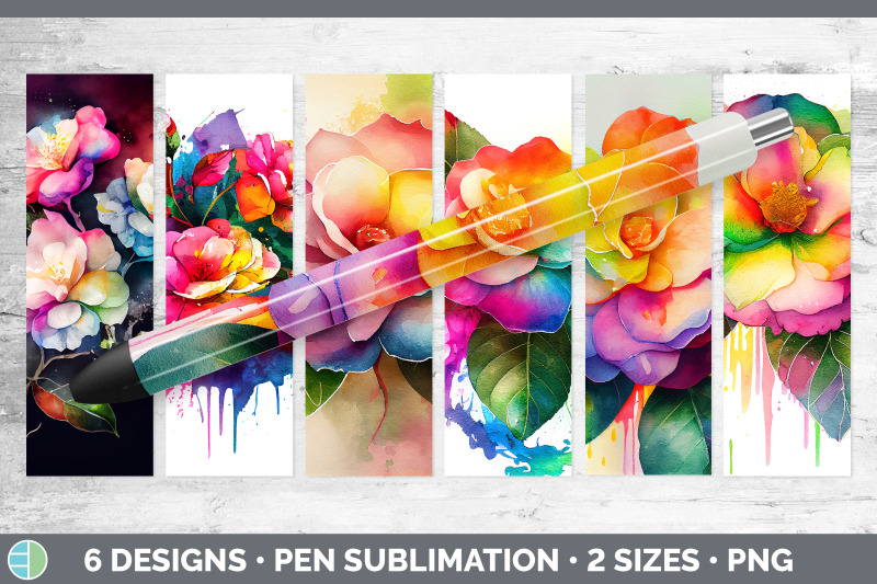 rainbow-camellia-flowers-pen-wrap-sublimation-epoxy-pen-designs-bund