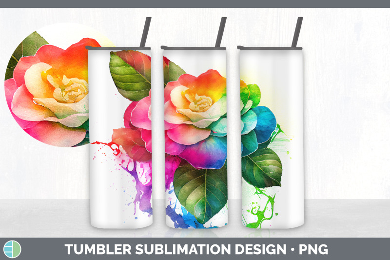 rainbow-camellia-flowers-tumbler-sublimation-20-oz-skinny-tumbler-de