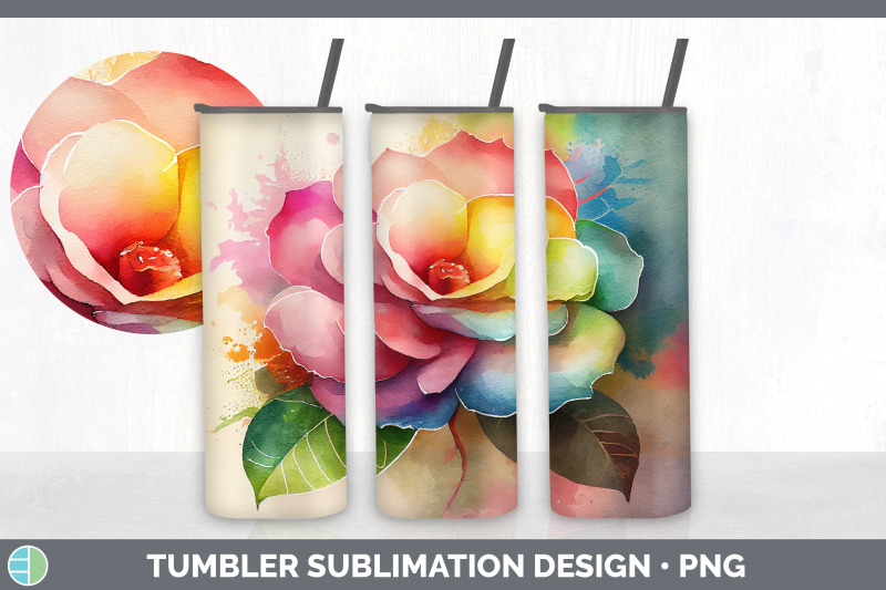 rainbow-camellia-flowers-tumbler-sublimation-20-oz-skinny-tumbler-de