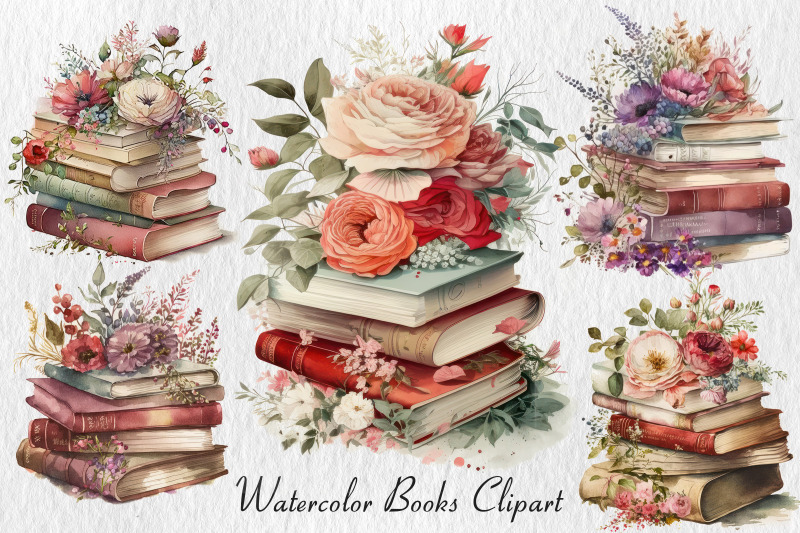 watercolor-pile-of-books