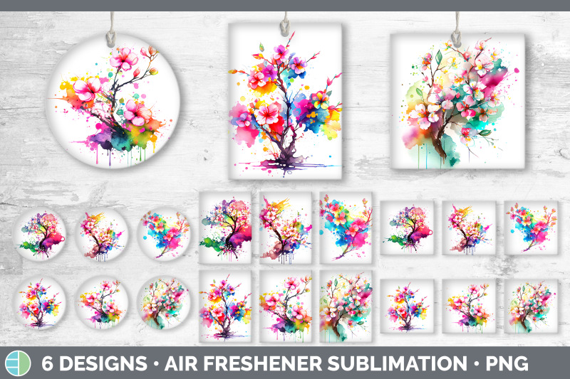 rainbow-cherry-blossom-flowers-air-freshener-sublimation-car-freshen