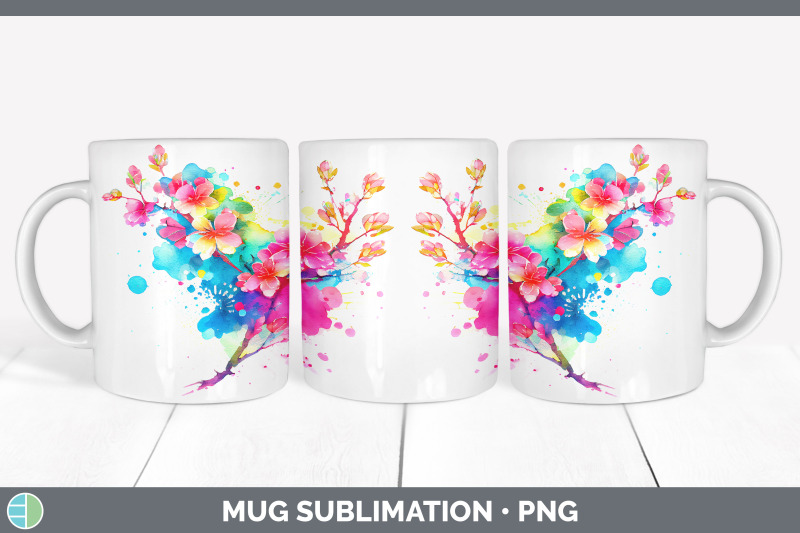 rainbow-cherry-blossom-flowers-mug-wrap-sublimation-coffee-cup-desig