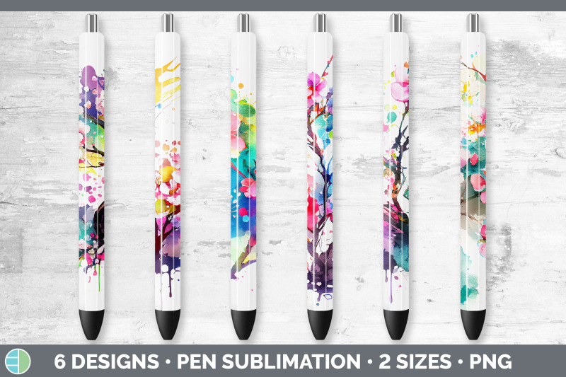 rainbow-cherry-blossom-flowers-pen-wrap-sublimation-epoxy-pen-design