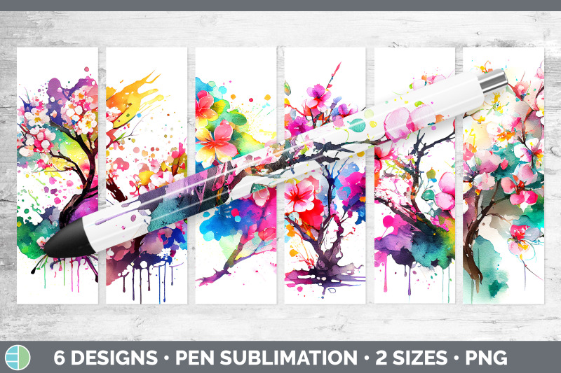 rainbow-cherry-blossom-flowers-pen-wrap-sublimation-epoxy-pen-design