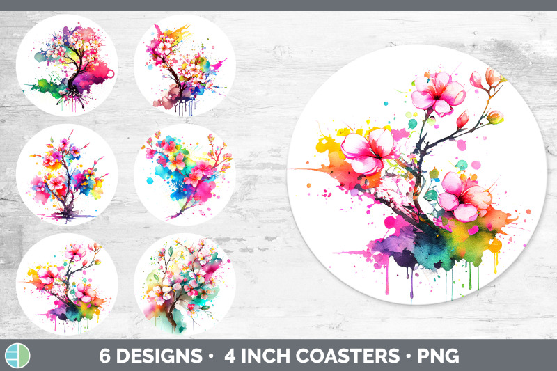 rainbow-cherry-blossom-flowers-round-coaster-sublimation-coaster-des