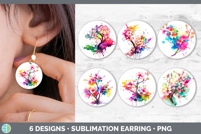 rainbow-cherry-blossom-flowers-round-earrings-sublimation-earrings-d