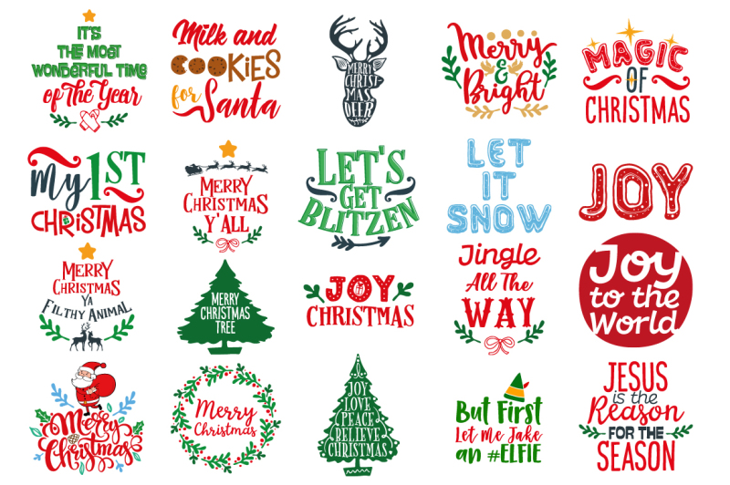 Download Christmas Bundle: 129 Christmas Quotes in SVG, DXF, CDR ...