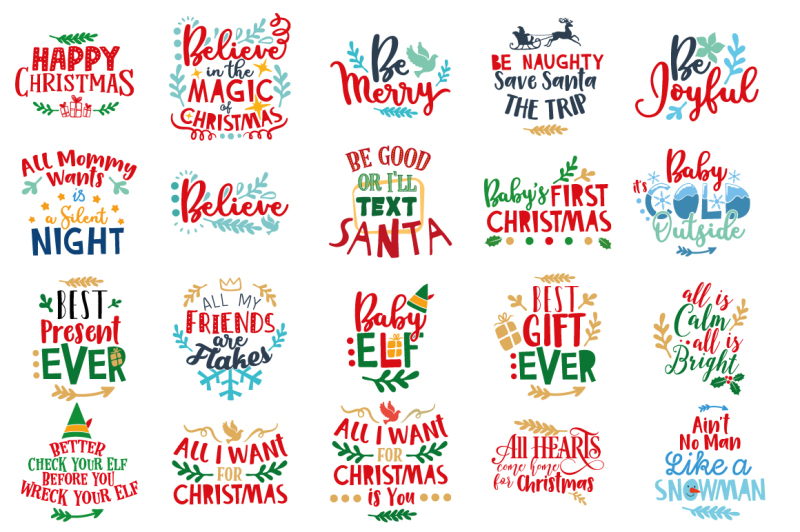 Download Christmas Bundle: 129 Christmas Quotes in SVG, DXF, CDR ...