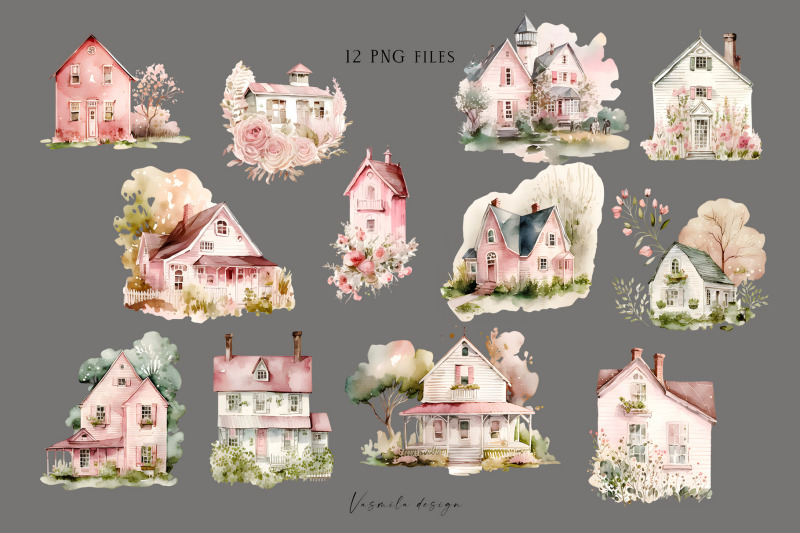 watercolor-pink-house-clipart-png