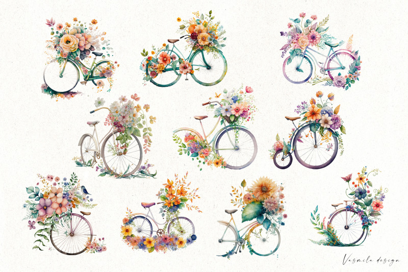 floral-watercolor-bicycle-clipart