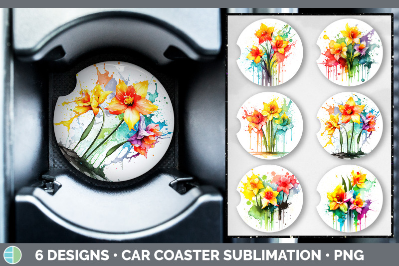 rainbow-daffodil-flowers-car-coaster-sublimation-coaster-designs-bun