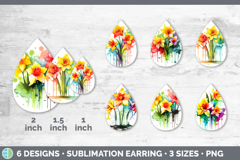 rainbow-daffodil-flowers-teardrop-earrings-sublimation-earrings-desi