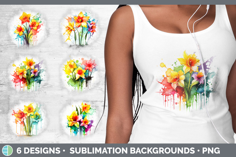 rainbow-daffodil-flowers-grunge-background-sublimation-distressed-ba