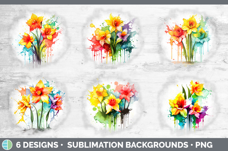 rainbow-daffodil-flowers-grunge-background-sublimation-distressed-ba