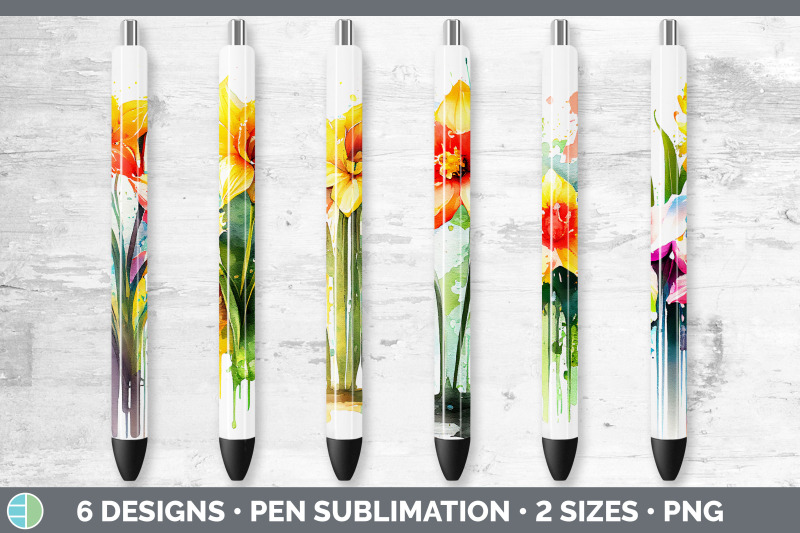 rainbow-daffodil-flowers-pen-wrap-sublimation-epoxy-pen-designs-bund