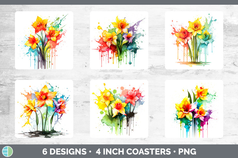 rainbow-daffodil-flowers-square-coaster-sublimation-coaster-designs