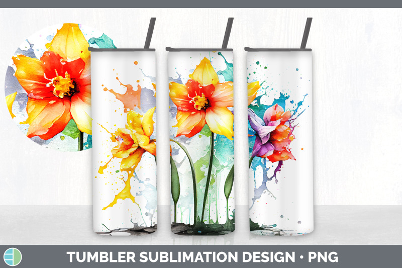 rainbow-daffodil-flowers-tumbler-sublimation-20-oz-skinny-tumbler-de