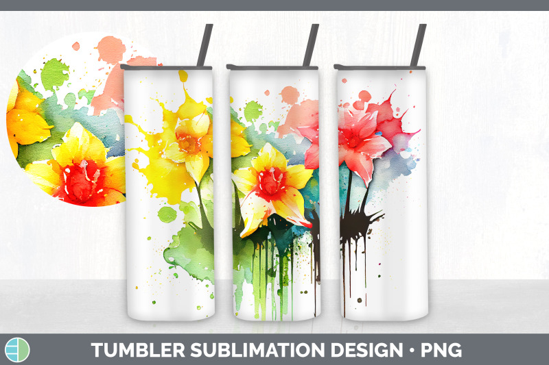 rainbow-daffodil-flowers-tumbler-sublimation-20-oz-skinny-tumbler-de