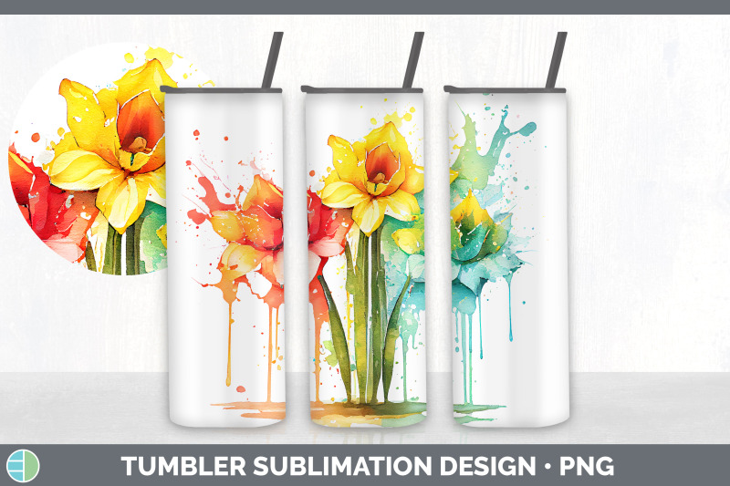 rainbow-daffodil-flowers-tumbler-sublimation-20-oz-skinny-tumbler-de