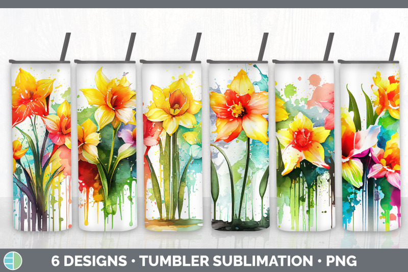 rainbow-daffodil-flowers-tumbler-sublimation-20-oz-skinny-tumbler-de