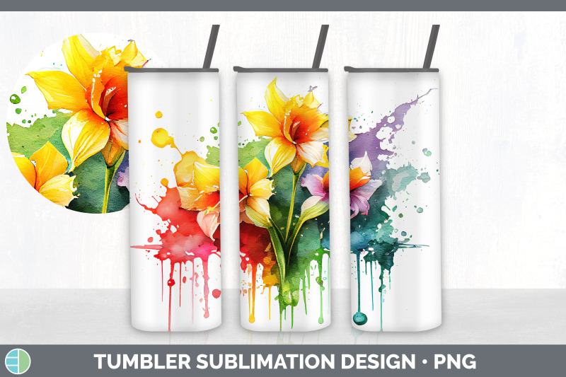 rainbow-daffodil-flowers-tumbler-sublimation-20-oz-skinny-tumbler-de