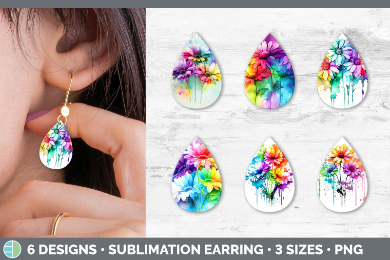 rainbow-daisy-flowers-teardrop-earrings-sublimation-earrings-designs