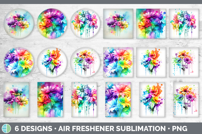 rainbow-daisy-flowers-air-freshener-sublimation-car-freshener-design