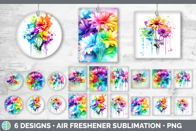 rainbow-daisy-flowers-air-freshener-sublimation-car-freshener-design