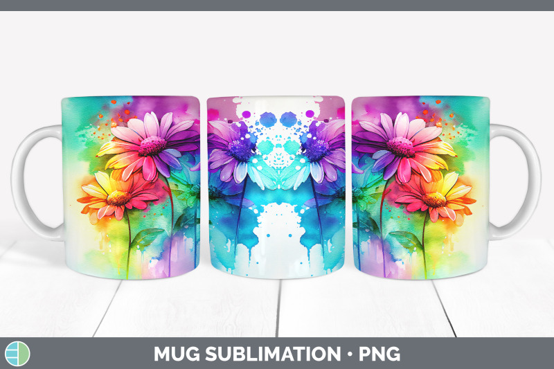 rainbow-daisy-flowers-mug-wrap-sublimation-coffee-cup-designs-bundle