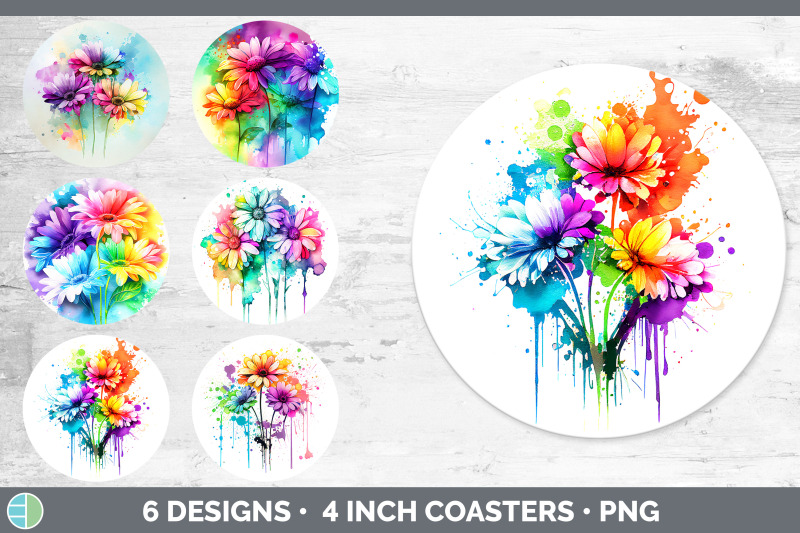 rainbow-daisy-flowers-round-coaster-sublimation-coaster-designs-bund