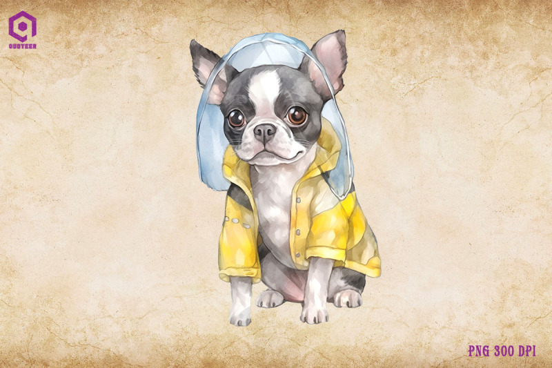 boston-terrier-dog-wearing-raincost
