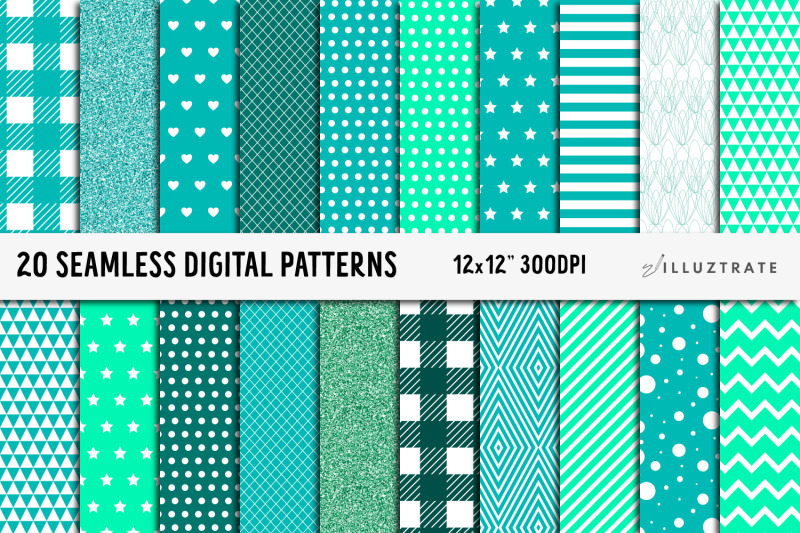 teal-digital-paper-pack-seamless-patterns-seamless-paper