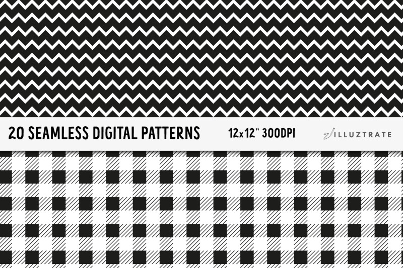 monochrome-digital-paper-pack-seamless-patterns-seamless-paper