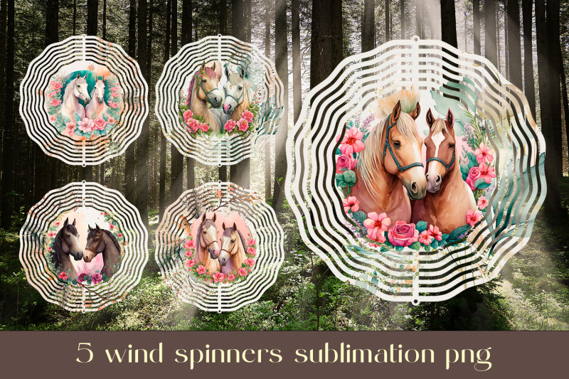 horse-wind-spinner-sublimation-floral-animal-design-png